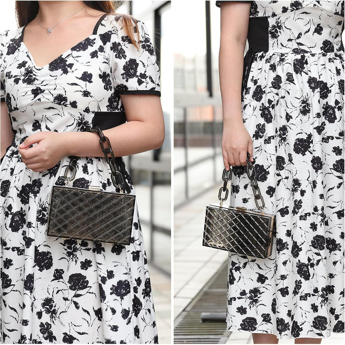 Прозора сумка-клатч QUARKZMAN для жінок, акрилова гаманцівка у формі V з відстібною металевою ланцюжком для подорожей та офісу, прозора/срібляста