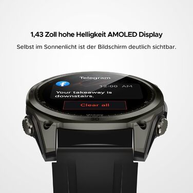 Розумний годинник DOOGEE Anywise W1 зі штучним інтелектом для чоловіків, дводіапазонний GPS, водонепроникність 5 атм, 12 днів роботи від батареї, 1,43-дюймовий AMOLED HD, понад 170 спортивних режимів, Bluetooth-дзвінки, сумісний з Android/iOS, 2 чорних ре