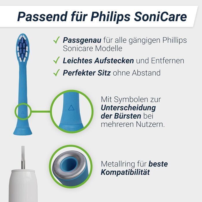 Насадок, які підходять для змінних щіток Phillips Sonicare Екологічність У тому числі 2 палички для зубної нитки I Насадки для щітки I Щітки з кукурудзяного крохмалю, переробленого пластику від InnoBrush (8 шт. ) 8 шт. (1 упаковка), 8