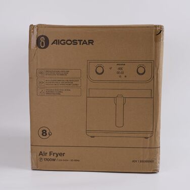 Фритюрниця 8 л з оглядовим вікном, 12 програм, цифровий світлодіодний сенсорний екран, фритюрниця з гарячим повітрям із книгою рецептів, без олії, можна мити в посудомийній машині, срібло без BPA 1700 Вт 8 л