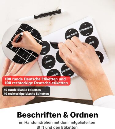 Настінна підставка для спецій Deco haus (свердління не потрібне) З 24 БАНКАМИ ДЛЯ СПЕЦІЙ ТА ЕТИКЕТКАМИ - Підвісна підставка для спецій, комплект з 4 шт. - Чорний тримач для спецій (свердління не потрібне) - Органайзер для спецій - Кришки з нержавіючої ста