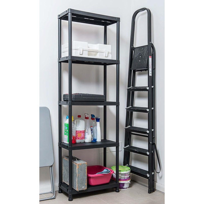 Стелаж Ondis24, полиця для зберігання, 71 x 35 x 180 (В) см, стелаж без болтів, пластиковий стелаж, міцний стелаж 15 дюймів, вантажопідйомність до 180 кг, 71 x 35 x 180 см