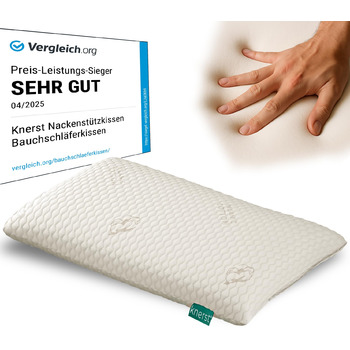 Подушка KNERST для сну на животі - Ергономічна подушка для максимального комфорту - Подушка з підтримкою шиї - Подушка з піни з ефектом пам&39яті - Подушка для сну - Плоска подушка для сну на животі Висота 6 см Висота 6 см
