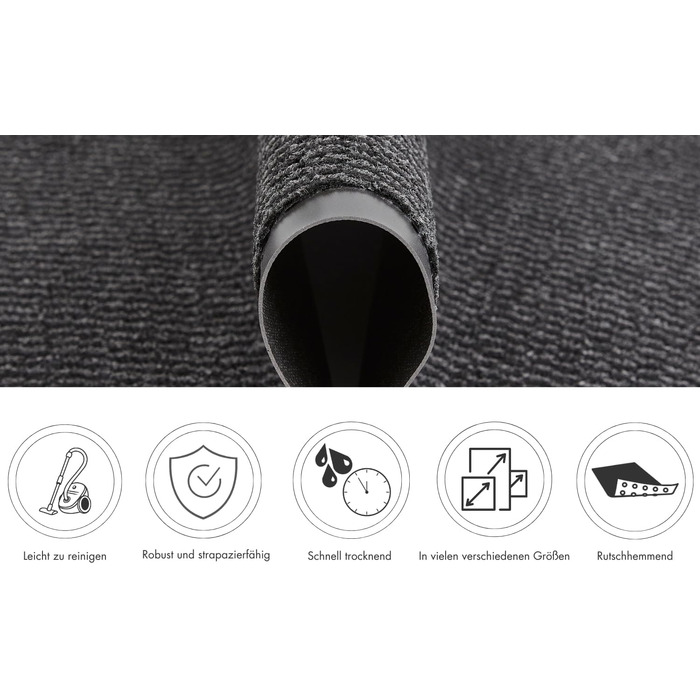 Килимок для дверей andiamo Easy - Килимок для входу, килимок для бруду та килимок для прихожей - Килимок для передпокою ефективно поглинає бруд - 120 x 180 см антрацитового кольору 120 x 180 см (Прямокутний) Антрацит