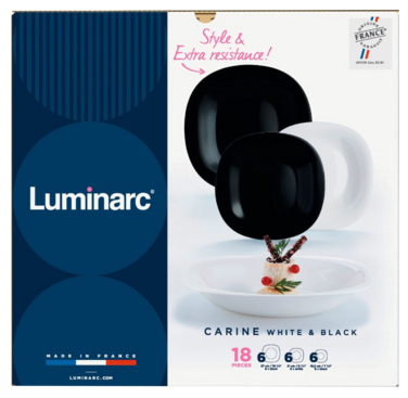 Сервіз столовий Luminarc Carine Black&White, 18 предметів (6773529)