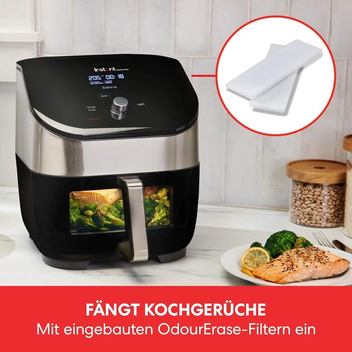 З ClearCook - цифрова здорова фритюрниця 5,7 л, нержавіюча сталь, розумна програма 6-в-1 - смаження у фритюрі, запікання, смаження, гриль, зневоднення, розігрівання, велика ємність -1700 Вт великий цифровий (нержавіюча сталь 5,7 л) оглядове вікно