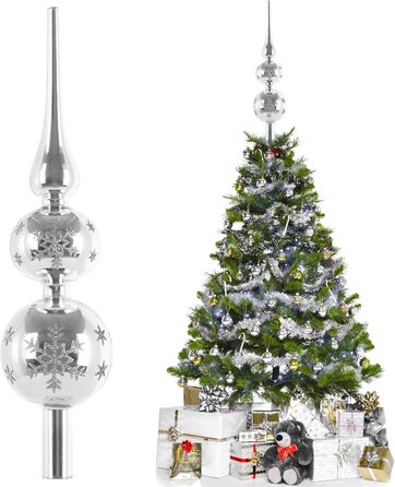 Срібна верхівка для ялинки 31 см ZZOUFI