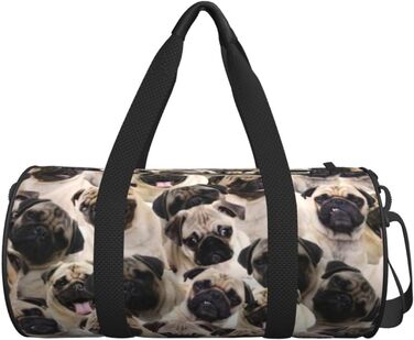 Дорожня сумка Париж, кругла, великої місткості, легка та міцна, ідеальний подарунок для походів, відпустки, ділових поїздок та іншого, з милим зображенням мопса, універсальний розмір