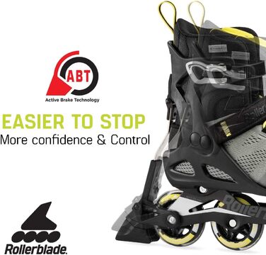 Роликові ковзани Macroblade 80 ABT чоловічі для фітнесу, сріблясті/неоново-жовті, Performance Inline Skates 13 SILVER/ NEON YELLOW