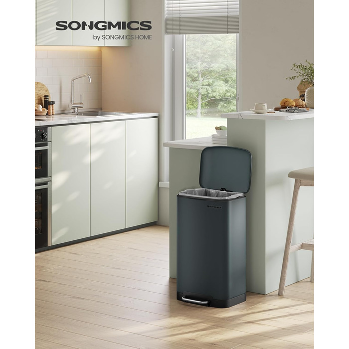 Відро для сміття, 30 л, зі сталевою педаллю, внутрішнім відром і кришкою, ручкою, з плавним закриттям, герметичне, для кухні, віта