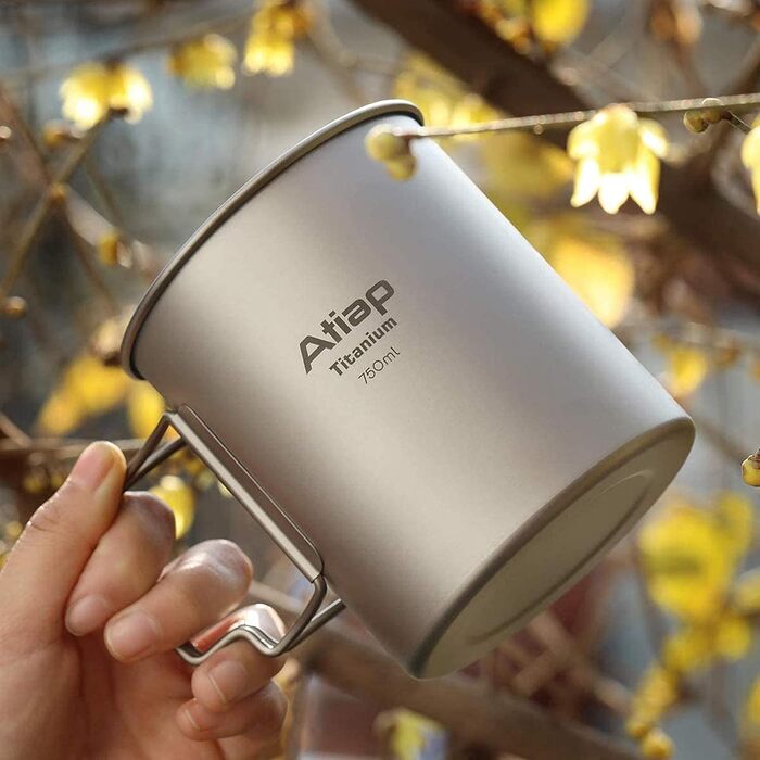 Титанова каструля, чашка 750 мл з кришкою, складна ручка, портативна, легка, для кемпінгу та пікніків на свіжому повітрі (каструля 750 мл)