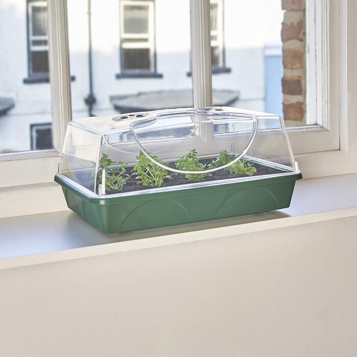 Закрита теплиця середнього розміру з кришкою, що не б&39ється, для пророщування насіння та росту рослин - 38 x 24 x 18 сантиметрів - зелений, 50031/P