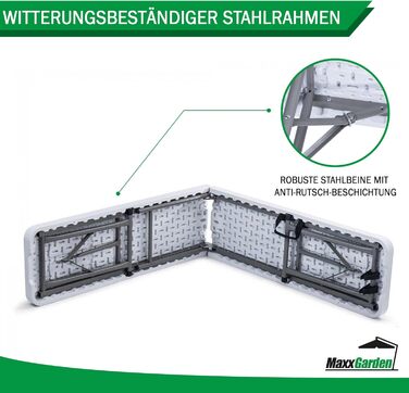 Садова лавка MaxxGarden - Пивна лавка - Складна лавка - 183x28x43см - Набір шатрів/Набір пивних наметів - Відкрита лавка - Пластикова лавка для кемпінгу - біла 183 x 25.5 x 43 см