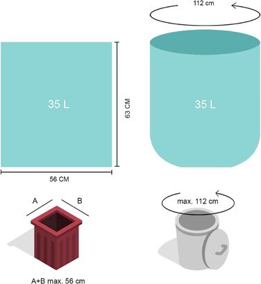 Компостовані пакети для сміття об&39ємом 35 літрів, 100 шт. Компостовані, біорозкладні пакети для сміття, виготовлені з рослинних матеріалів, сертифіковані та перевірені за стандартом DIN EN 13432, стійкі до розривів та водонепроникні.
