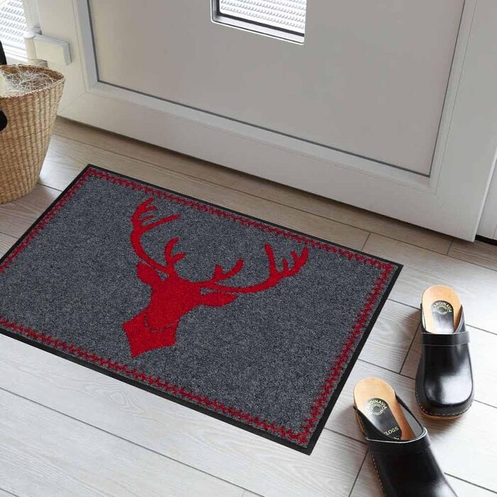 Килимок Salonloewe &quotГолова оленя червоного кольору&quot, мисливський, заміський, очищувальний, для вулиці та приміщень, 50x75 см, червоний