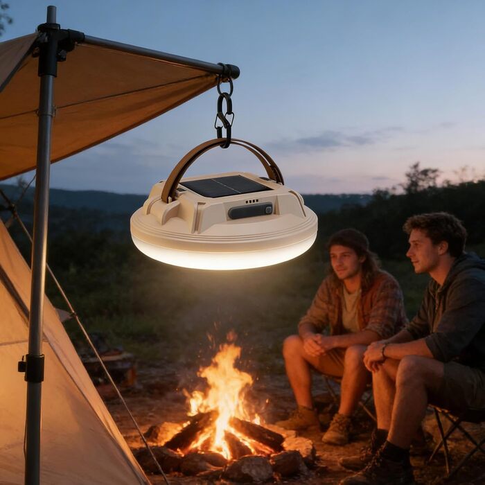 Сонячні кемпінгові ліхтарі водонепроникні з режимами освітлення портативні кемпінгові ліхтарі на сонячній енергії для використання в приміщенні/на вулиці, для походів, риболовлі, роботи, дому, саду, бежевого кольору