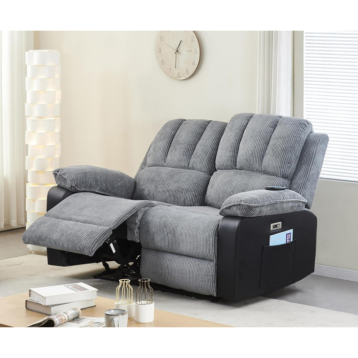 Електричний диван LSLIFE з функцією масажу та підігріву, масажний диван, крісло, лінивий реклайнер для людей похилого віку, ергономічний диван для відпочинку (синій, 2 особи)
