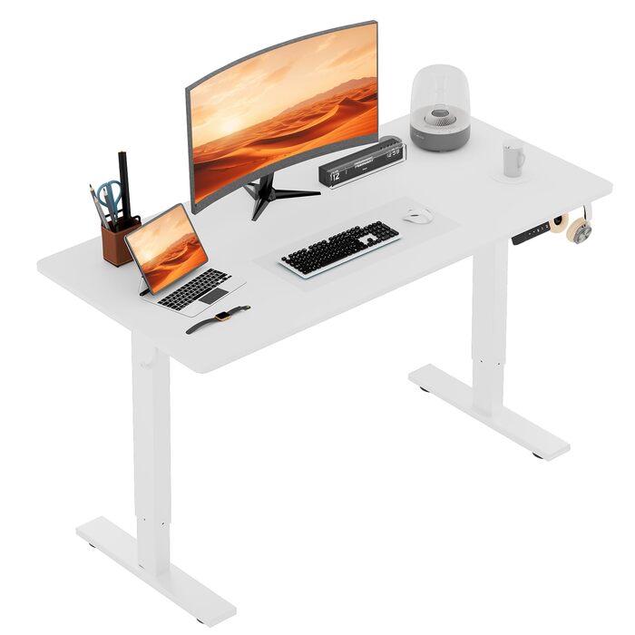 Стіл з регульованою висотою 60x140 см, електричний стіл з пам&39яттю налаштувань та функцією запобігання зіткненням, регульована висота 70117 см, ідеально підходить для офісу, домашнього офісу та ігор (білий) 140x60 см білий