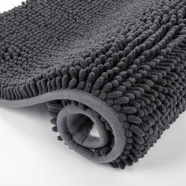 Комплект килимків для ванної кімнати темно-сірого кольору, 3 предмети, нековзний, можна прати, комплект килимків для ванної з шенілу, килимок для душу та ванни, килимок для туалету з вирізом (45x6550x80U50x60см) 45x6550x80U50x60см Темно-сірий