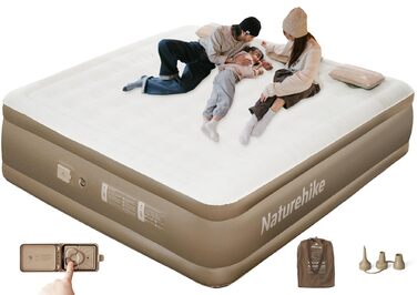 Надувний матрац Naturehike для 3 осіб, що самонадувається, з насосом на батарейках - надувне ліжко для гостей 200x180x45 см для кемпінгу та дому, легкий, зручний та швидко надувається, коричневий/3 особи/45 см