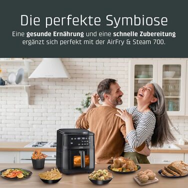 Фритюрниця та пароварка - їжа буде хрусткою зовні та соковитою всередині, дуже великий об'єм кошика 7 літрів, пароварка та фритюрниця, фритюрниця без олії/жиру, 700 -