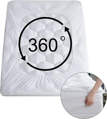Наматрацник R.SHARE 180x200 см, м&39який топпер 180x200 см, дихаюча обгортка 360, потовщений топпер, можна прати, 3D-сітчастий чохол, сертифікований Oeko-Tex, білий, 180x200 см