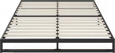 Ліжко Zinus Trisha каркас 140x200 см - 15 см низький профіль - металеве ліжко 140x200 з дерев&39яною рейковою основою - екологічно чиста упаковка та легке складання - чорний 140 x 200 см мінімалістичний