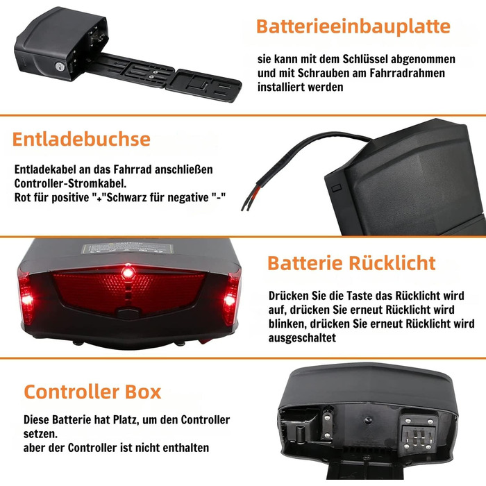 Акумулятор для електровелосипеда X-go з багажником, акумулятор для електровелосипеда 36V 13AH для велосипедного двигуна потужністю 250W 350W 500W, комплект літій-іонного велосипедного двигуна із зарядним пристроєм та безпечним замком