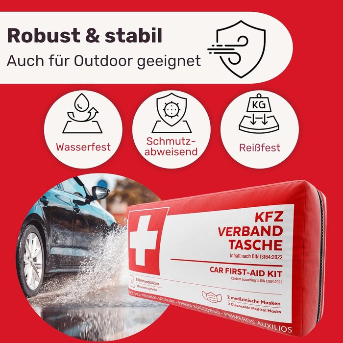 Автомобільна аптечка відповідно до чинного стандарту 2024 року, включаючи реаніматори - Автомобільна аптечка може використовуватис