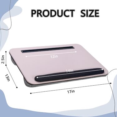 Стіл для ноутбука портативний, до 16 дюймів, з підставкою для планшета, вбудованою подушкою та підтримкою зап'ясть, ідеальний для дому та офісу, сіро-ліловий колір