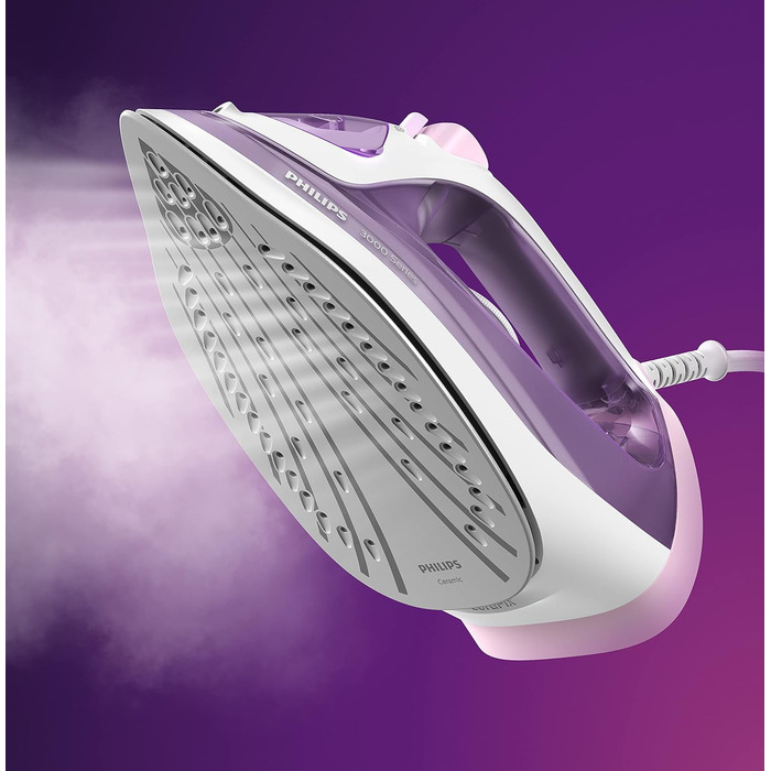 Парова праска Philips серії 3000 - 2 000 Вт, постійна потужність подачі пари 30 г/хв, подача пари 140 г, керамічна підошва, вертик