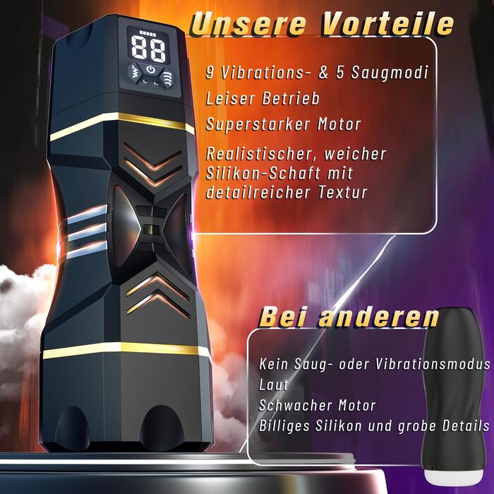 Електричний мастурбатор Chelsiekink для чоловіків, з 9 режимами вібрації та 5 режимами всмоктування