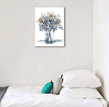 Квіти настінне мистецтво Акварель Морські квіткові картини Прикраса стін Квітка на скляному полотні Живопис на полотні Блакитні бо