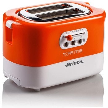 Білий тостер, місткість на 2 скибочки, 9 рівнів підсмажування, 700 Вт, 3 функції, помаранчевий білий / помаранчевий, 159 Toasttime
