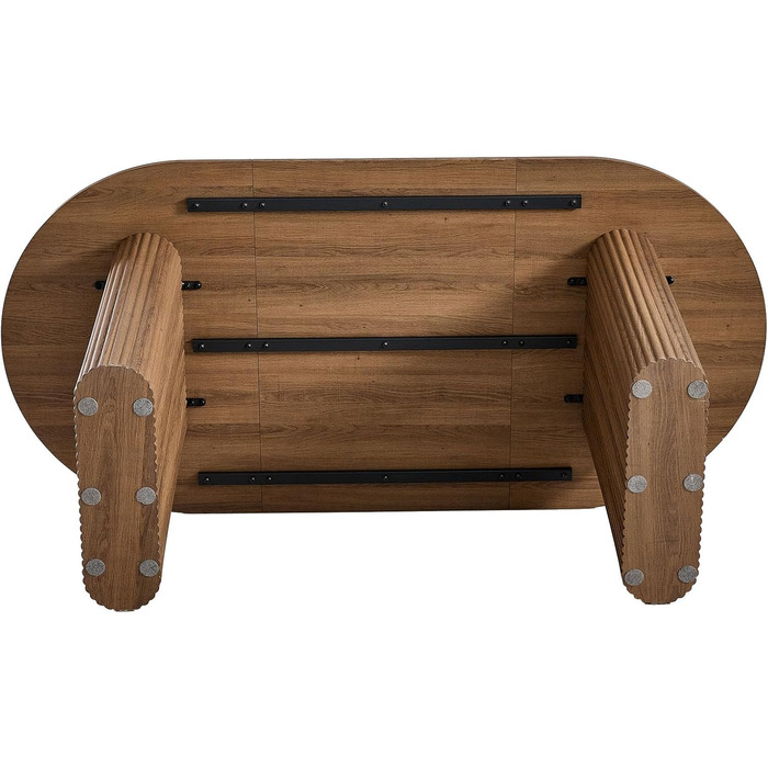 Овальний обідній стіл 180 см для 6-8 осіб сучасний фермерський стіл з поверхнею під дерево та стабільними еліптичними ніжками для кухні, їдальні, конференц-залу (темно-коричневий)