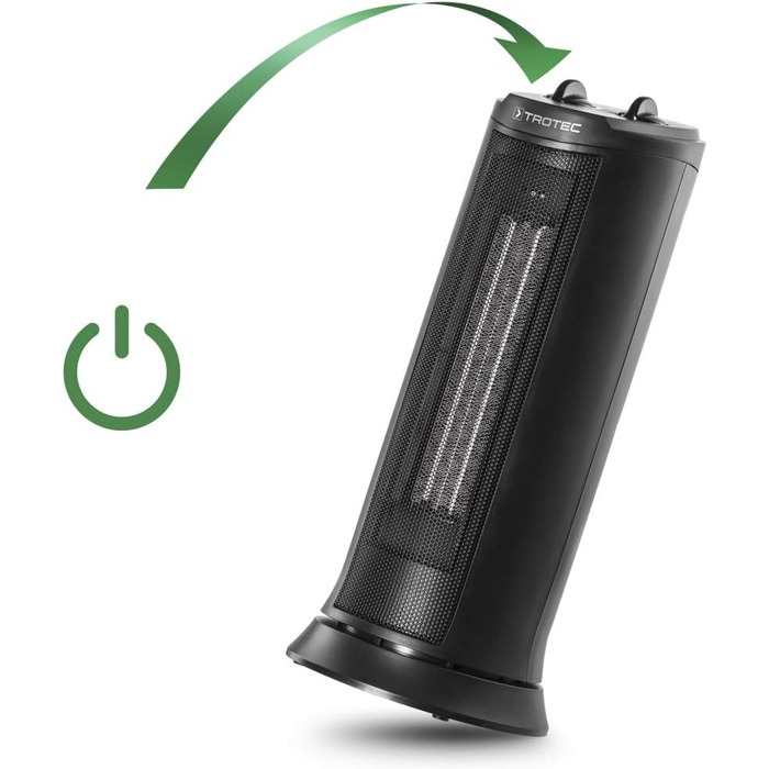 Керамічний вентилятор-обігрівач TROTEC TFC 19 E Теплова потужність 1200 Вт / 2000 Вт Обігрівач з термостатом, розмір приміщення від 24 м до 60 м, функція коливання 70