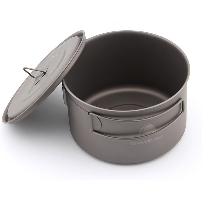 Ультралегка чашка для кемпінгу TOAKS Pure Titanium Cup з кришкою та складною ручкою, сірого кольору