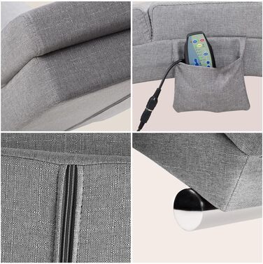 Шезлонг Casaria XXL з функцією масажу та підігріву, 186x89x55 см, ергономічний, тканинна оббивка, вантажопідйомність 180 кг, шезлонг для приміщень, крісло для відпочинку, сірий