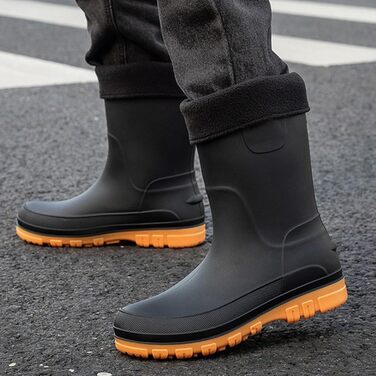 Гумові чоботи з флісовою підкладкою, водонепроникні гумові чоботи, утеплене садове взуття, нековзна підошва, до щиколотки, до литки, взуття для активного відпочинку на природі, для жінок, чоловіків, унісекс, дорослих, чорні, червона підошва, жовті, розмір