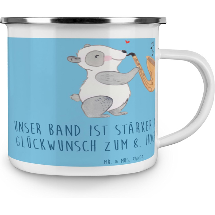 Емальована кружка &quotМістер і місіс Панда&quot на 8-ту річницю весілля, бляшана весілля - подарунок, кружка, 8 років шлюбу, річниця весілля, кемпінгова кружка, чайна кружка, подарунки, партнерство, шлюб, горщик, весілля, кавова кружка
