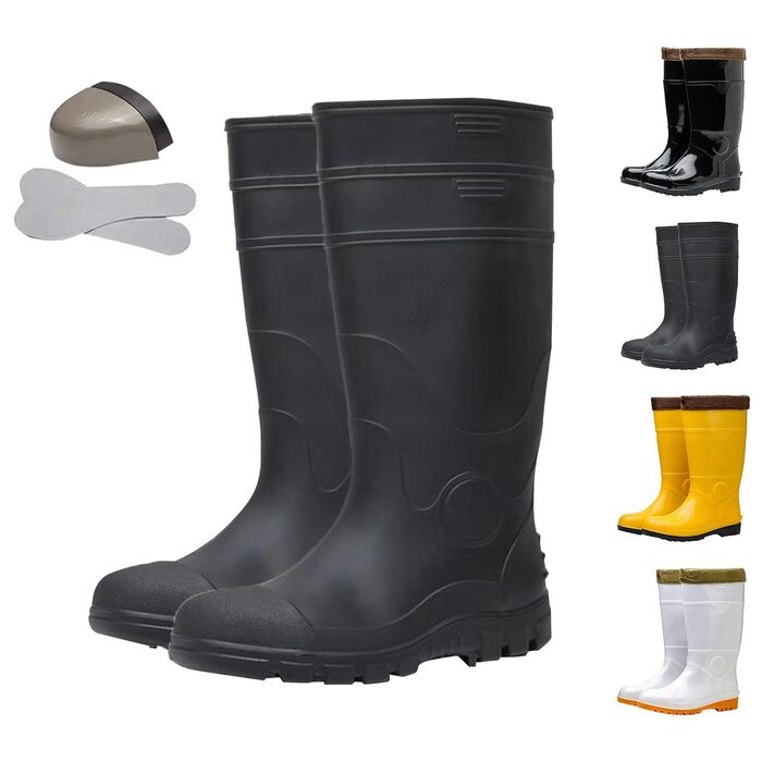 Лабораторні гумові чоботи для чоловіків, з теплою підкладкою, високі гумові чоботи до коліна, термоізоляція, чоботи без шнурівки для риболовлі, полювання та садівництва, нековзні водонепроникні гумові чоботи, D, 40 2/3 EU
