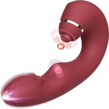 Вібратор Pangpangmi Dildo Clitoris G-Spot, секс-іграшка для жінки, 3 в 1 з 10 режимами вібрації та 5 режимами облизування та 5 режимами пульсації Вібраційна еротична секс-іграшка, винно-червона