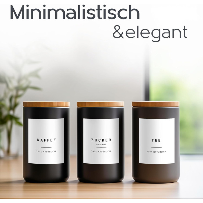 Етикетки для зберігання - Набір для кухні XXL Чорний - самоклеючі (288 шт. ) - Наклейки круглі мінімалістичні - водонепроникні Ети