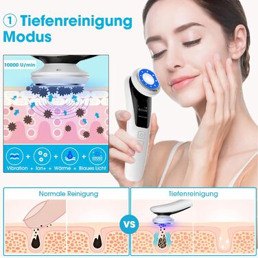 Ультразвуковий апарат Косметичний масажер для обличчя з глибоким очищенням, іонною терапією, підтяжкою обличчя, доглядом за очима, 2 світлотерапіями, термотерапією, мікровібраціями для підтяжки шкіри, омолодженням 03 Ультразвуковий апарат для обличчя