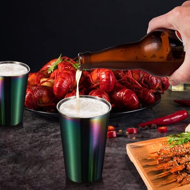 Набір кухлів з нержавіючої сталі Irishom з 5 різнокольорових металевих кухлів по 500 мл для подорожей на відкритому повітрі для ке