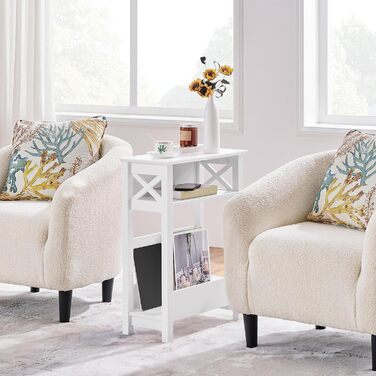 Журнальний столик Yaheetech, 3-ярусна тумбочка з відкритим відділенням для зберігання та полицею для журналів, X-подібний диван-столик, журнальний столик для спальні/вітальні, 50 25 70 см