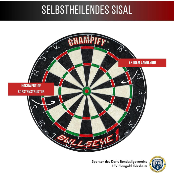 Мішень для дартсу Champify Steeldart, Bullseye 1 (сизаль, турнірний розмір)