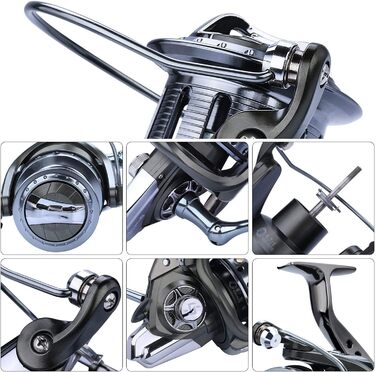 Котушка для риболовлі Sougayilang Surf, спінінгова котушка з нержавіючої сталі 111BB, суперпотужний фрикційний гачок серії 10000, котушка з великою місткістю волосіні для морської або прісноводної риболовлі на сома, коропа Срібна