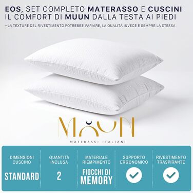 Матрац для двоспального ліжка 160 x 190 см, піна з ефектом пам&39яті, висота 30 см, 2 подушки в комплекті, ортопедичний, стійкий до кліщів, гіпоалергенний, вакуумна упаковка 160x190 см Matrimoniale H30