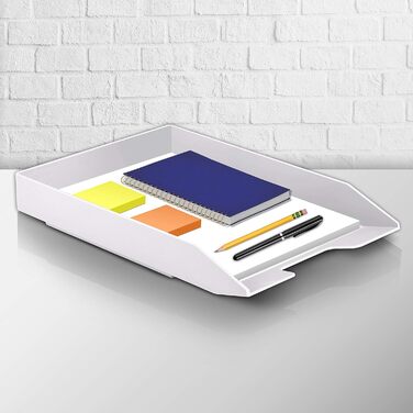 Лоток для листів Acrimet, що штабелюється, формату A4, одинарний пластиковий лоток для документів із фронтальним завантаженням для офісу (білий) ()